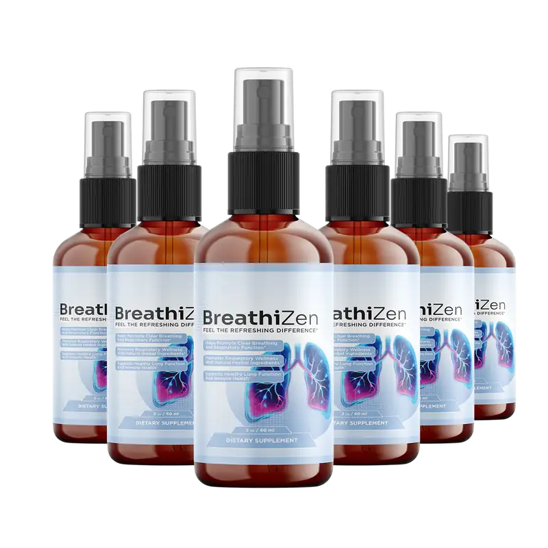 Six bottles of BreathiZen respiratory support spray, 180-day supply
